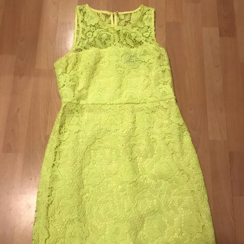 Jcrew Neon yellow lace dress